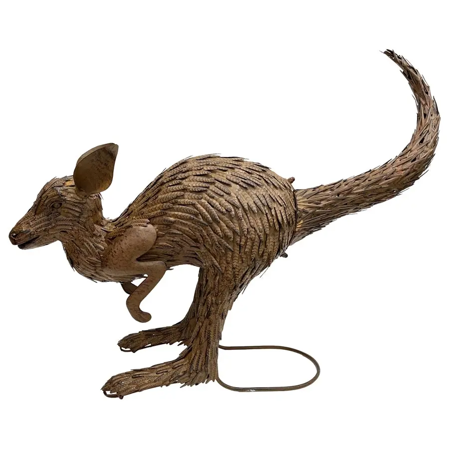 Willow & Silk Metal 76cm Rustic Hopping Kangaroo Figurine