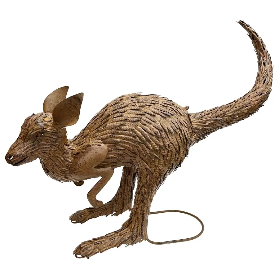 Willow & Silk Metal 76cm Rustic Hopping Kangaroo Figurine