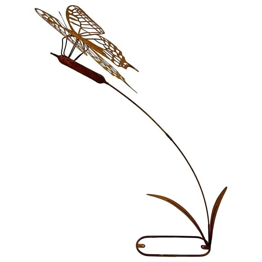 Metal Figurine Flying Dragonfly Stake