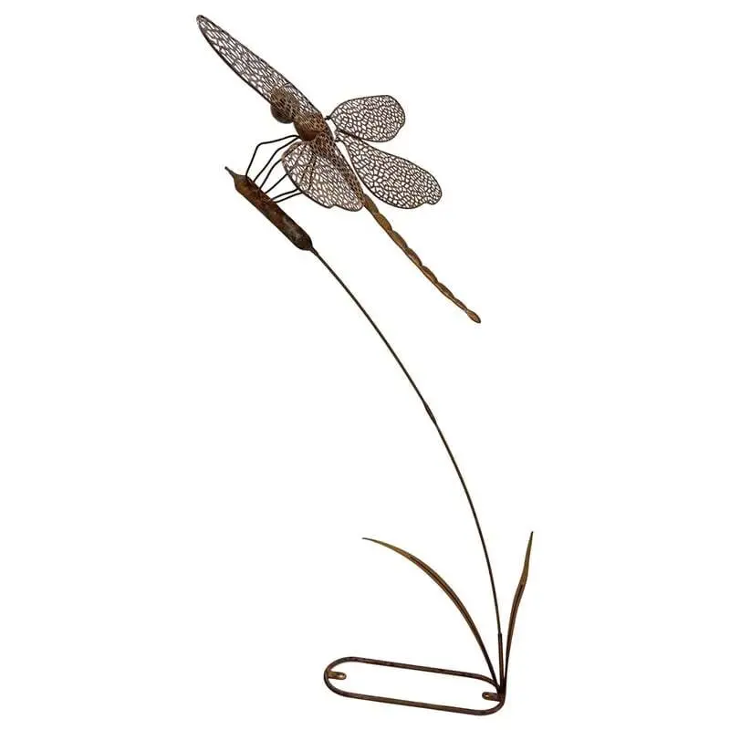 Metal Figurine Flying Dragonfly Stake