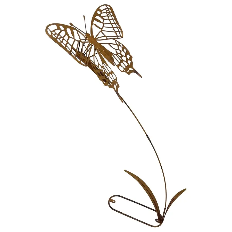 Willow & Silk Rustic 108cm Metal Flying Butterfly Garden Figurine/Stake