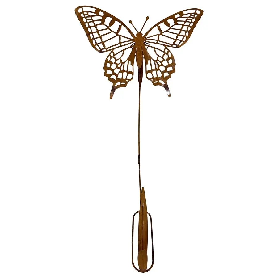 Willow & Silk Rustic 108cm Metal Flying Butterfly Garden Figurine/Stake