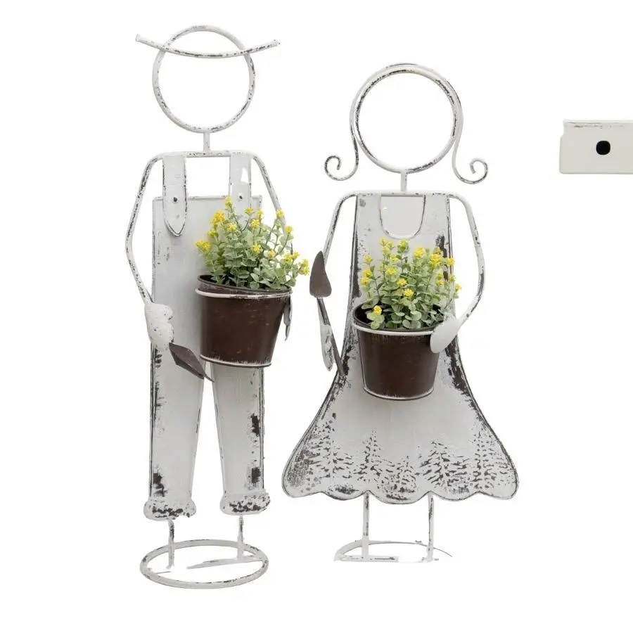 Metal Asst Farm Girl & Boy Planters