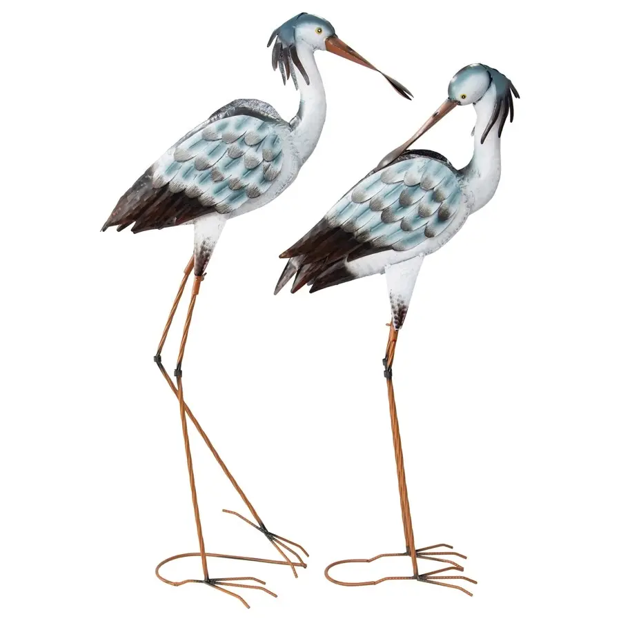 Willow & Silk Metal 99/98cm Set of 2 Spoonbill Bird Garden Figurine/Statue