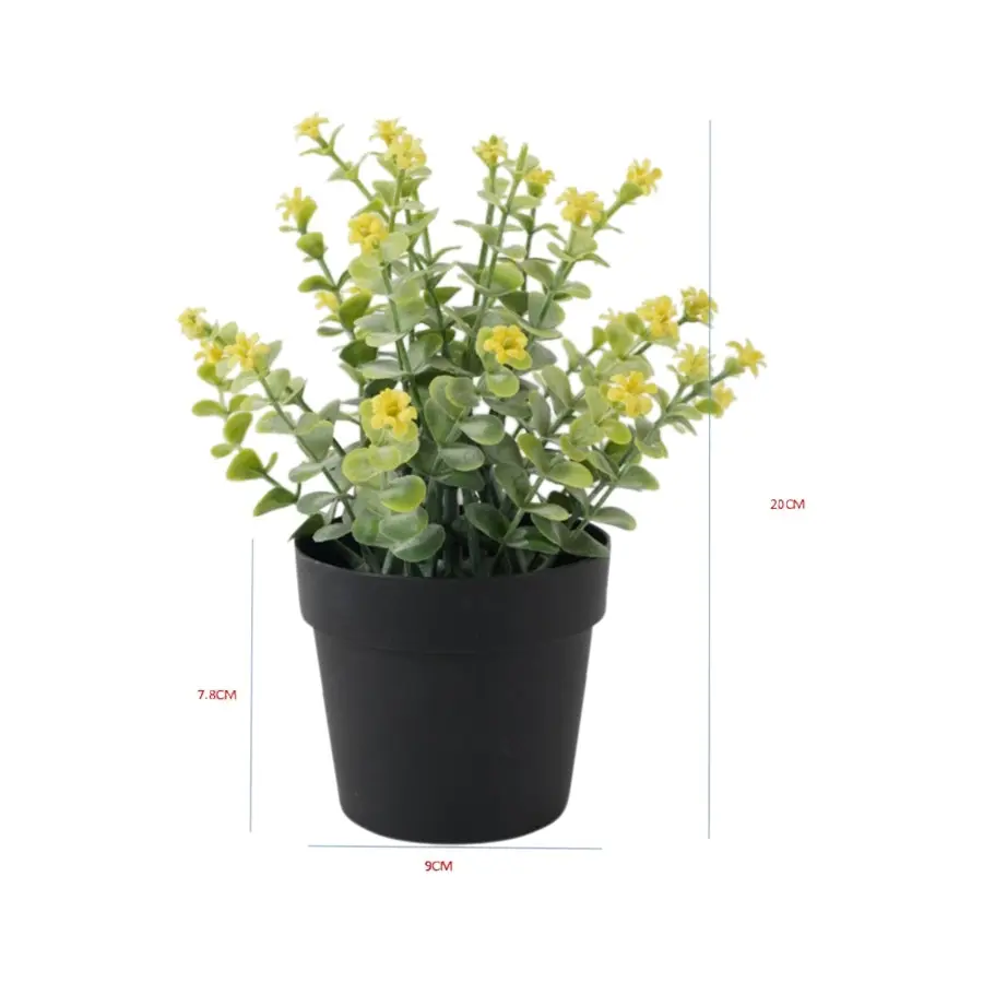 Willow & Silk Artificial 20cm Green Wildflowers Plant Pot