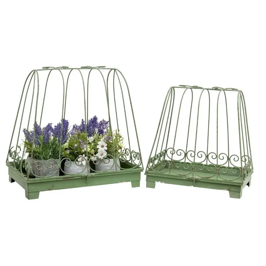 Willow & Silk Nested Metal 45cm/38cm Set of 2 Handbag Cloche Pot/Planters