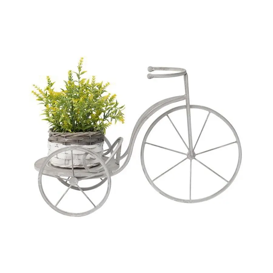 Willow & Silk Metal 53cm White/Grey Tricycle Garden Pot/Planter