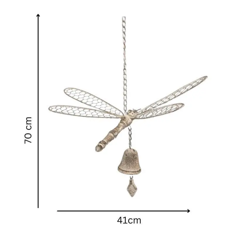 Large Metal Dragonfly Hanging Bell Decor