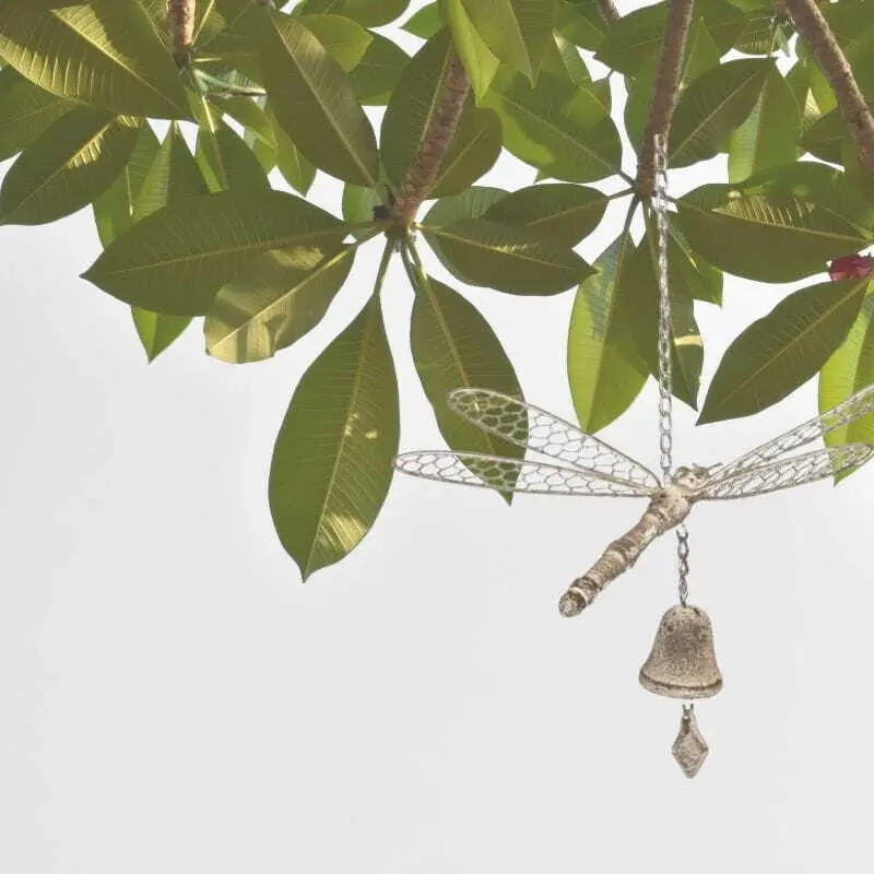 Large Metal Dragonfly Hanging Bell Decor