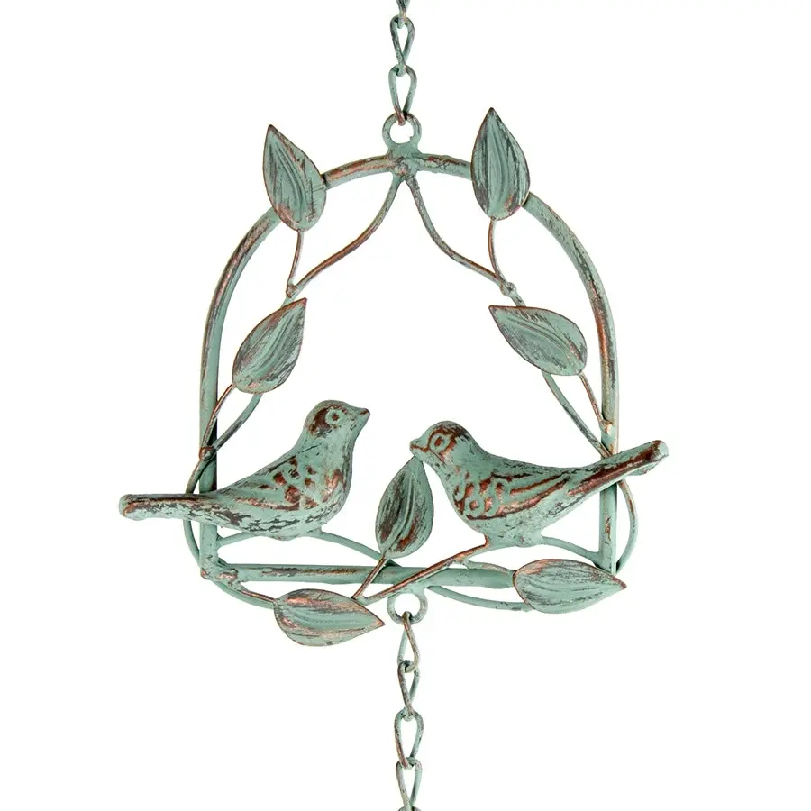 Willow & Silk Hanging 54cm Metal Vintage Lovebirds Garden Bell/Wind Chime