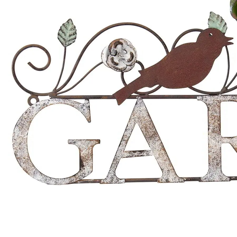 Colourful Birds Flowers Metal Garden Wall Sign