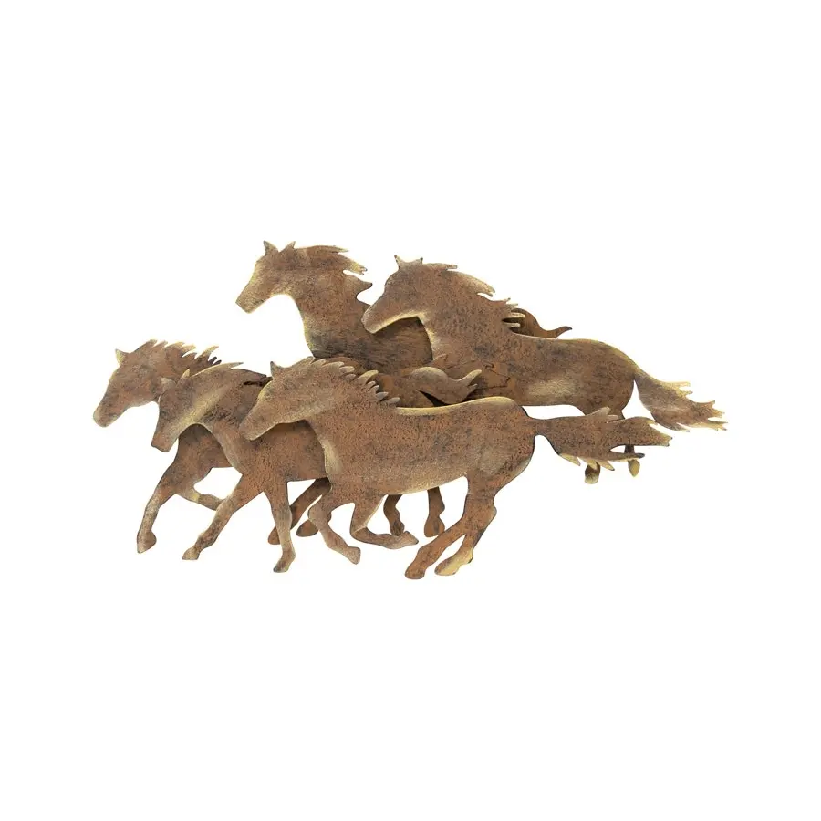 Willow & Silk Laser-Cut 56cm Rustic Metal 3D Horses Wall Art