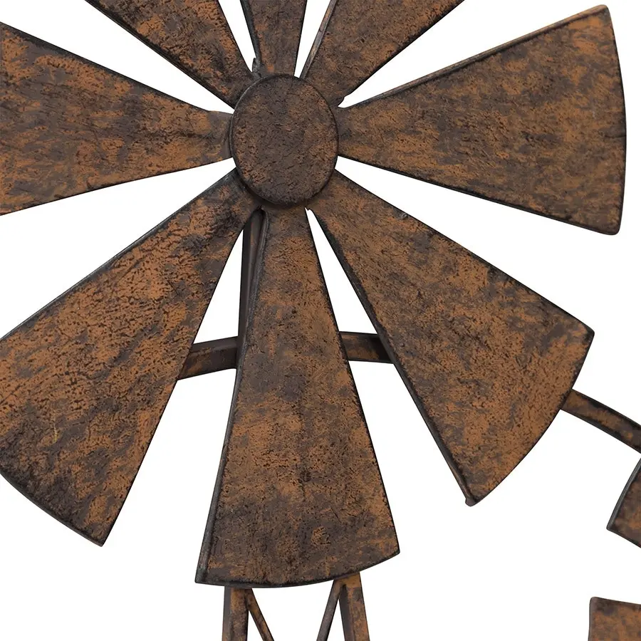 Willow & Silk Metal 81cm Rusty Country 3 Windmills Circle Wall Art