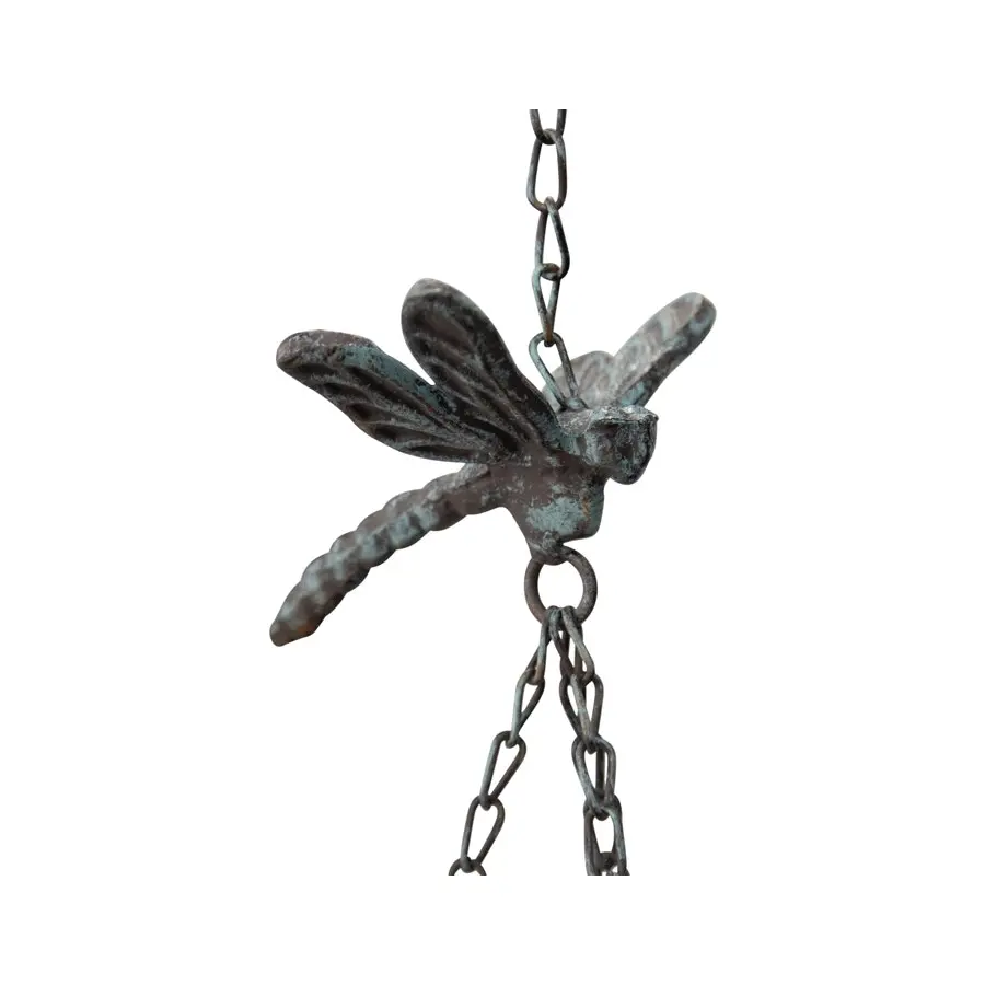 Willow & Silk Hanging Metal 86cm Dragonfly Bird Feeder Bowl w/ Bell