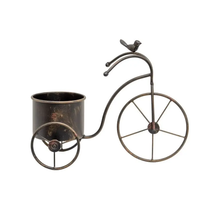 Willow & Silk Metal 39.5cm Bicycle Garden Pot/Planter w/ Bird