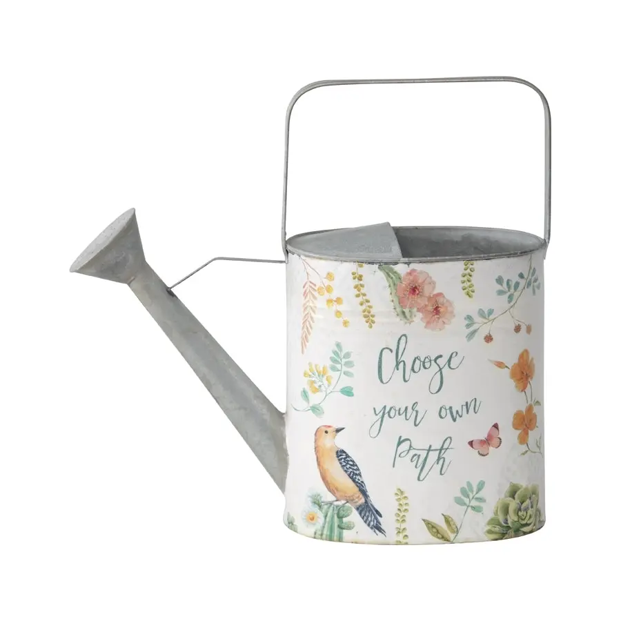 Willow & Silk 32cm Metal 'Birds & Butterflies' Garden Watering Can w/Handle