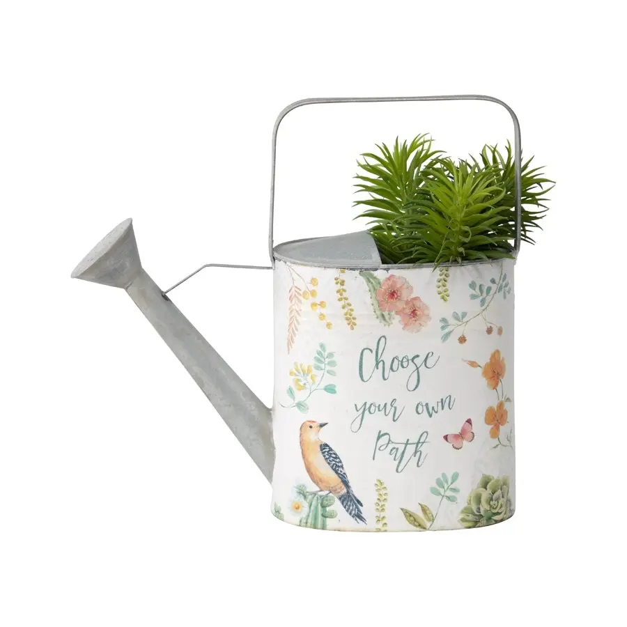 Willow & Silk 32cm Metal 'Birds & Butterflies' Garden Watering Can w/Handle