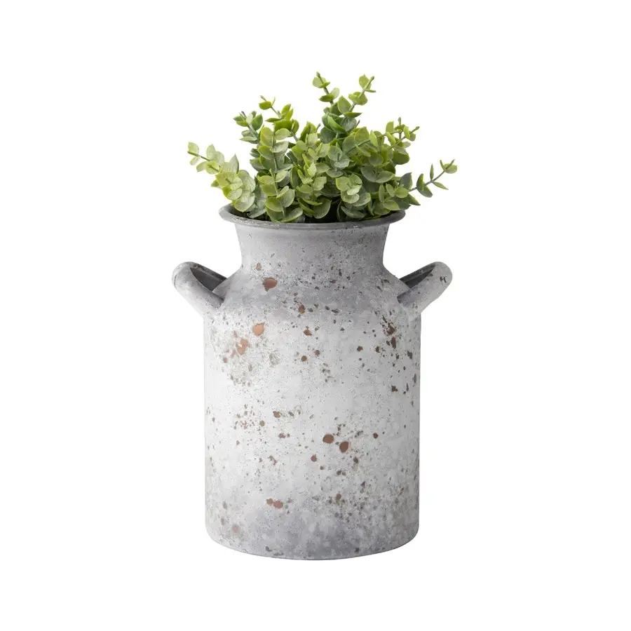 Willow & Silk Metal Urn Rustic Distressed Finish Pot