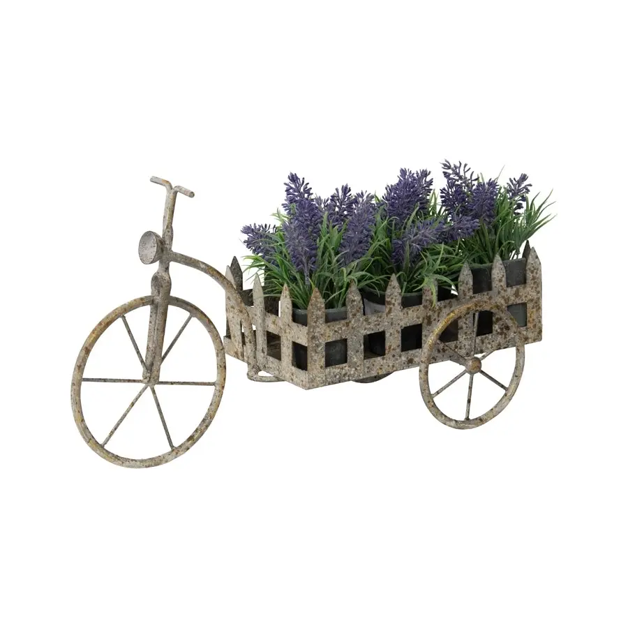 Willow & Silk Metal 44cm Galvanised Fence/Cart Tricyle Pot/Planter