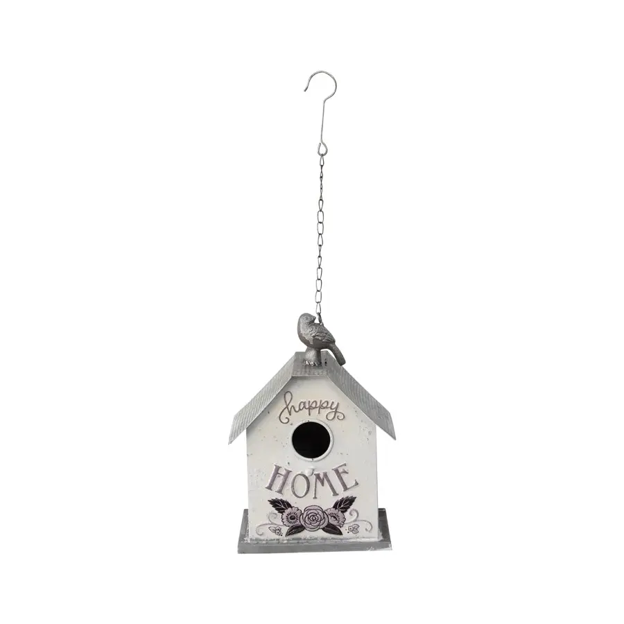 Willow & Silk 67cm Happy Home Hanging Birdhouse White/Grey