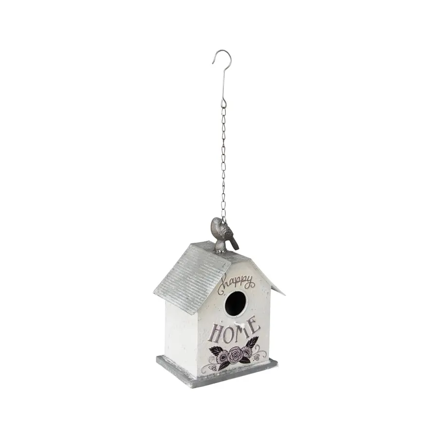 Willow & Silk 67cm Happy Home Hanging Birdhouse White/Grey