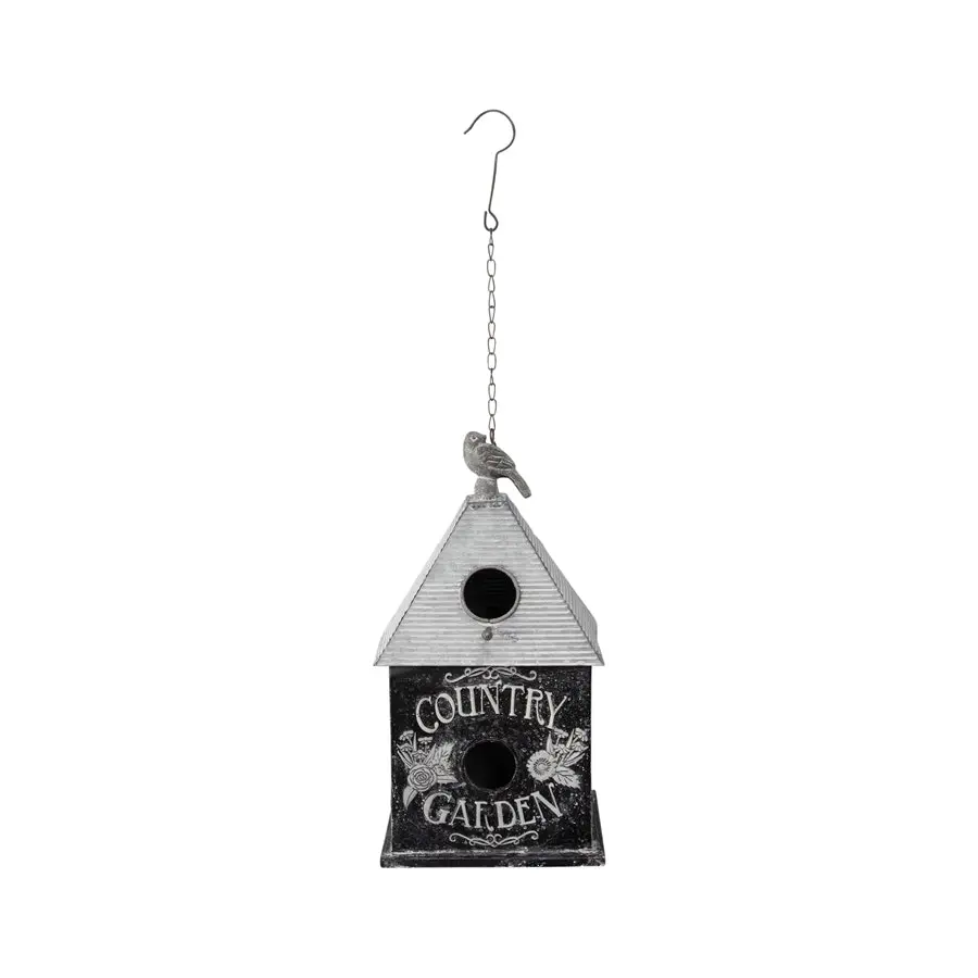 Willow & Silk Hanging 66.5cm Black/White Country Garden Birdhouse