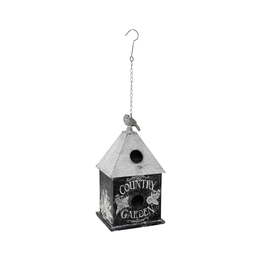 Willow & Silk Hanging 66.5cm Black/White Country Garden Birdhouse