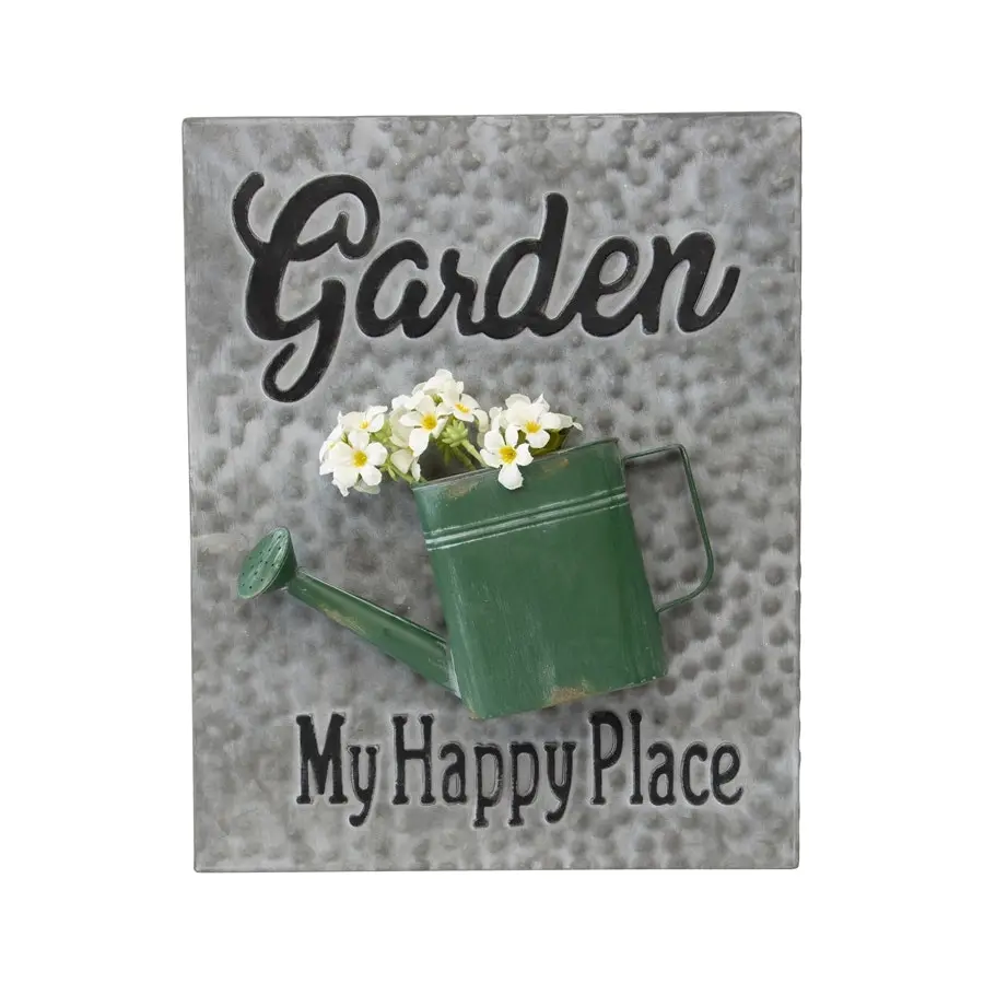 Willow & Silk Plaque Sign 48cm 'My Happy Place - Garden' Wall Art