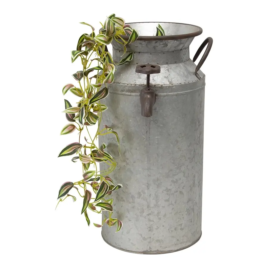 Willow & Silk Metal 45cm Galvanised Churn Pot/Planter w/Tap & Handles