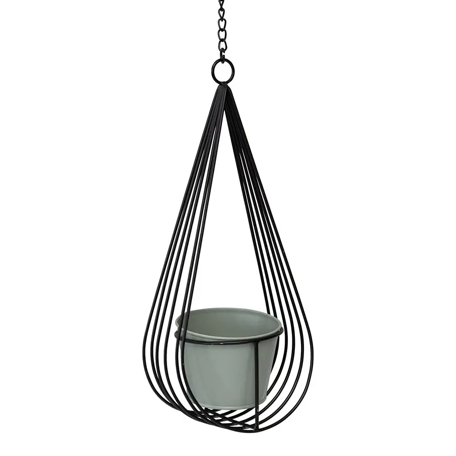 Black Hanging Cradle w/Pot & Chain Planter