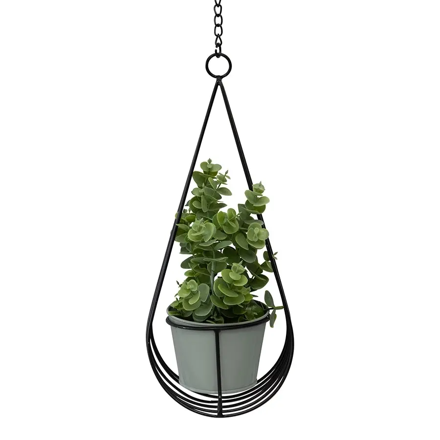 Black Hanging Cradle w/Pot & Chain Planter