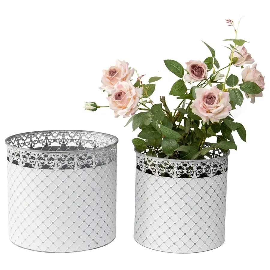 Willow & Silk 32cm/27cm Nested Round Set of 2 Planter/Storage Buckets