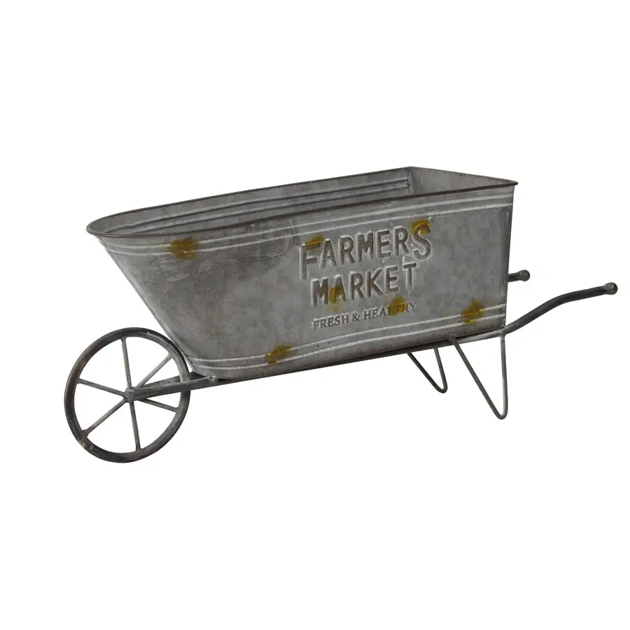 Willow & Silk Metal 49cm 'Farmers Market' Garden Wheelbarrow Pot/Planter