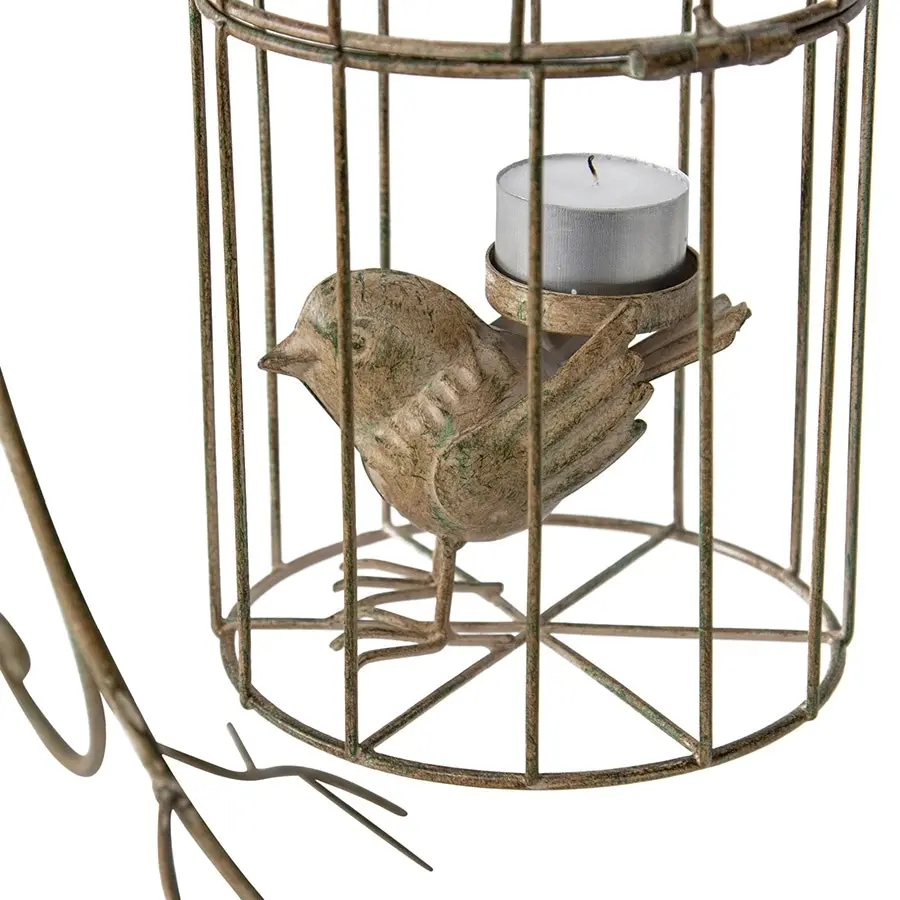 Willow & Silk 42cm Bird in Cage Luxury Candle Holder w/Stand