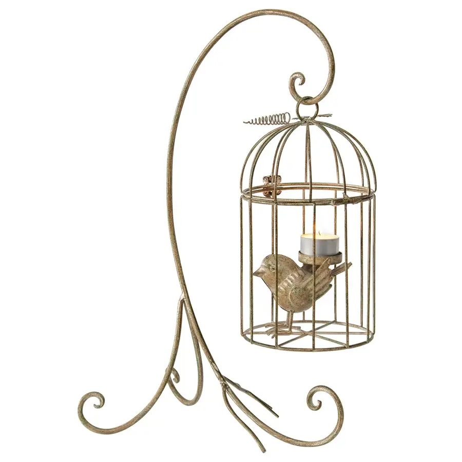 Willow & Silk 42cm Bird in Cage Luxury Candle Holder w/Stand