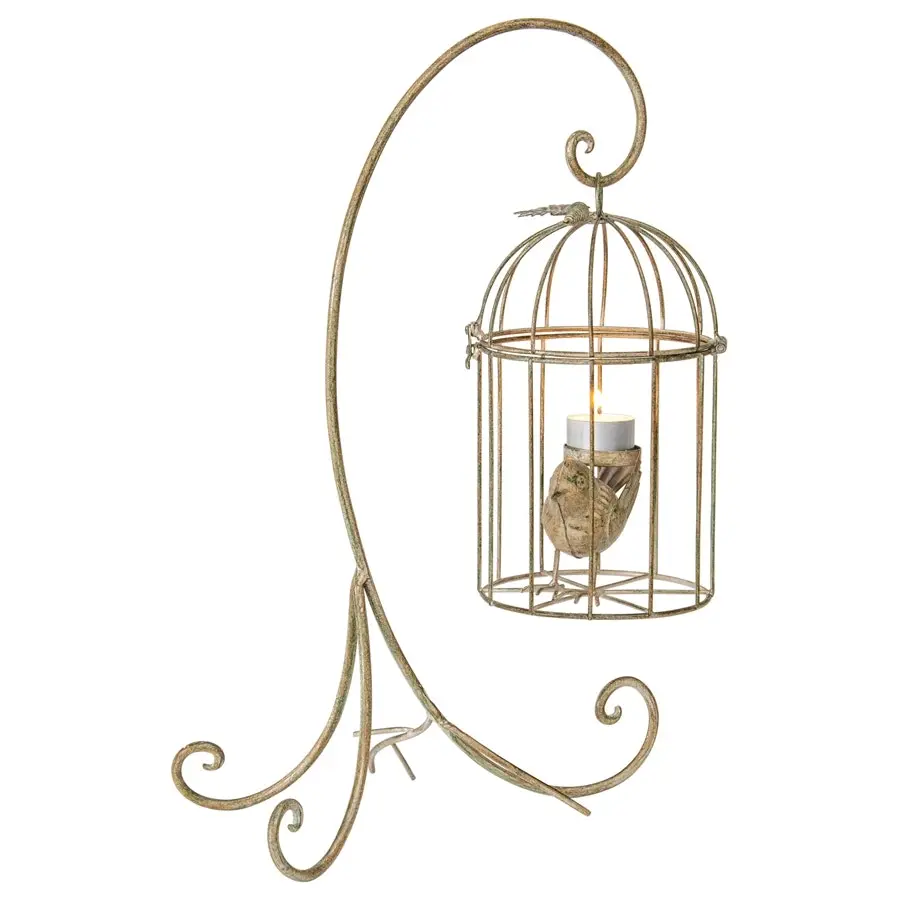 Willow & Silk 42cm Bird in Cage Luxury Candle Holder w/Stand