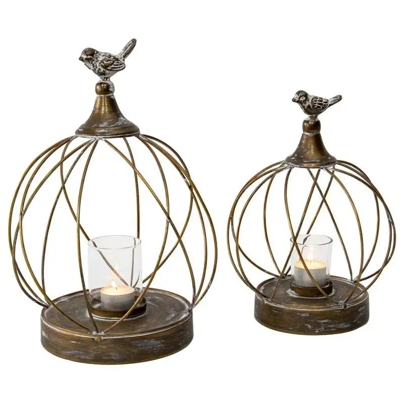 Circular Pillar Candle Holders w/Bird