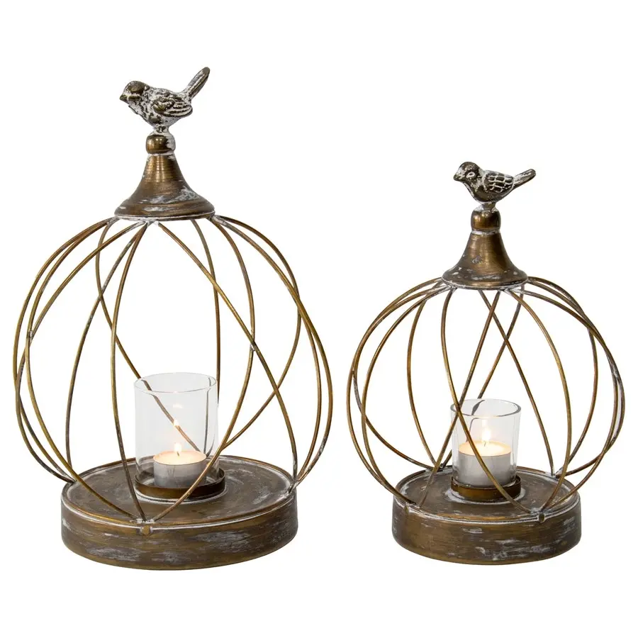 Circular Pillar Candle Holders w/Bird