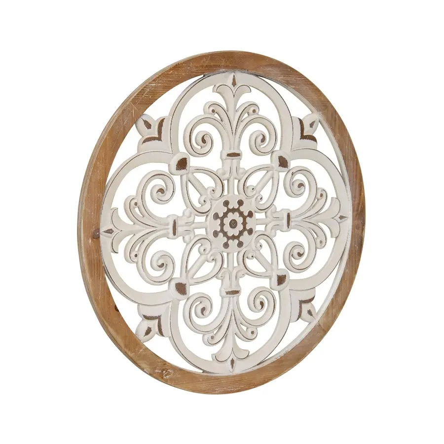 Willow & Silk Framed Round 60cm Fleur Circolo Moulded Wall Art