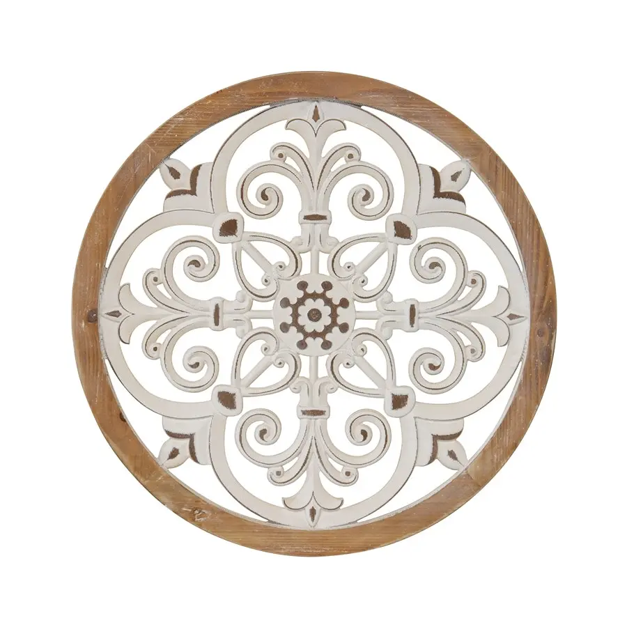 Willow & Silk Framed Round 60cm Fleur Circolo Moulded Wall Art