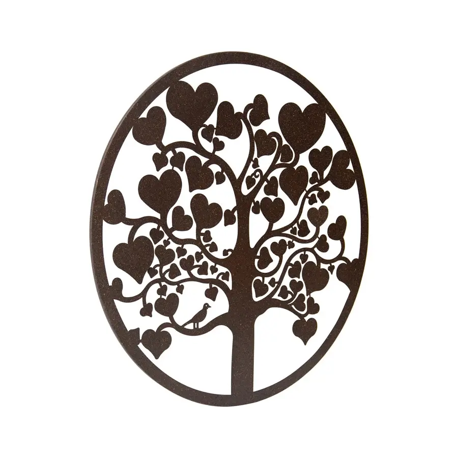 Willow & Silk Laser Cut 60cm Metal Tree of Life w/ Heart Leaves Wall Art