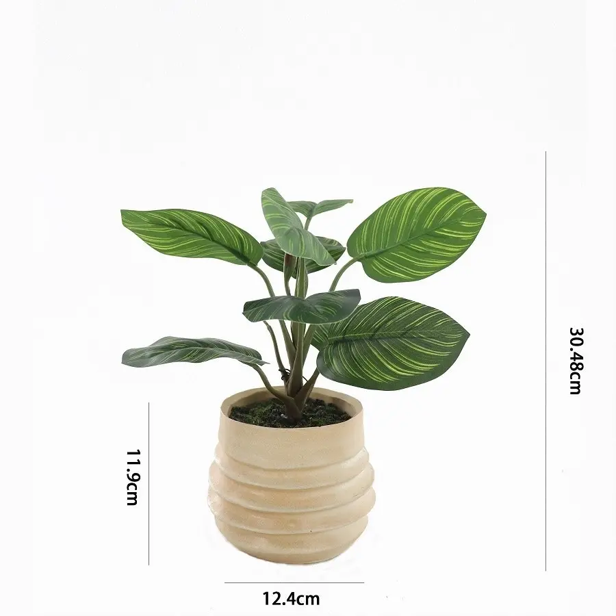 Willow & Silk Artificial 34cm Green Arrowroot Plant in Ceramic Pot