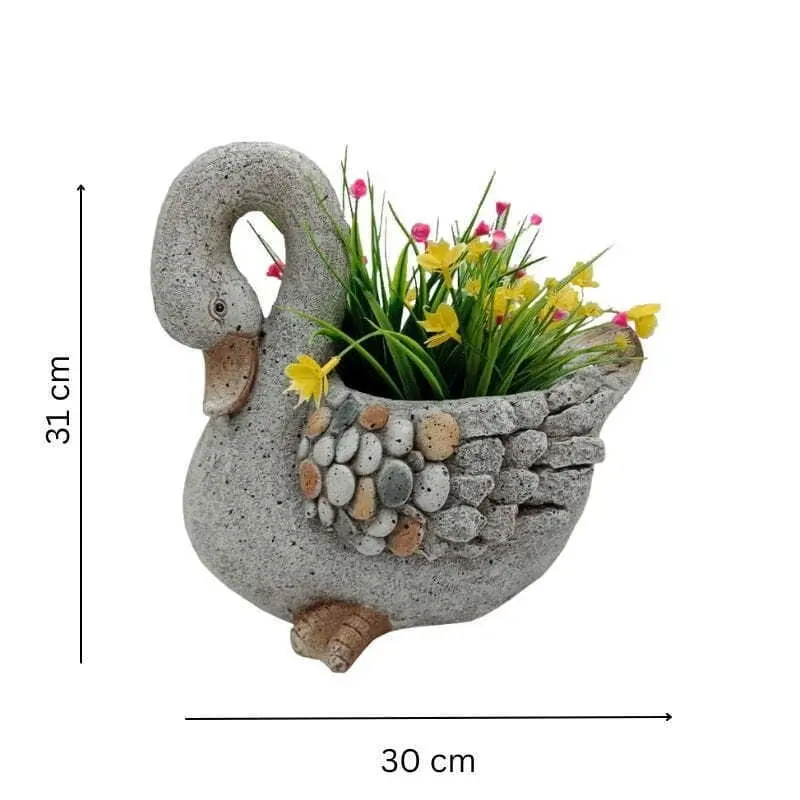 Willow & Silk Magnesium 31cm Stony Swan Garden Pot/Planter