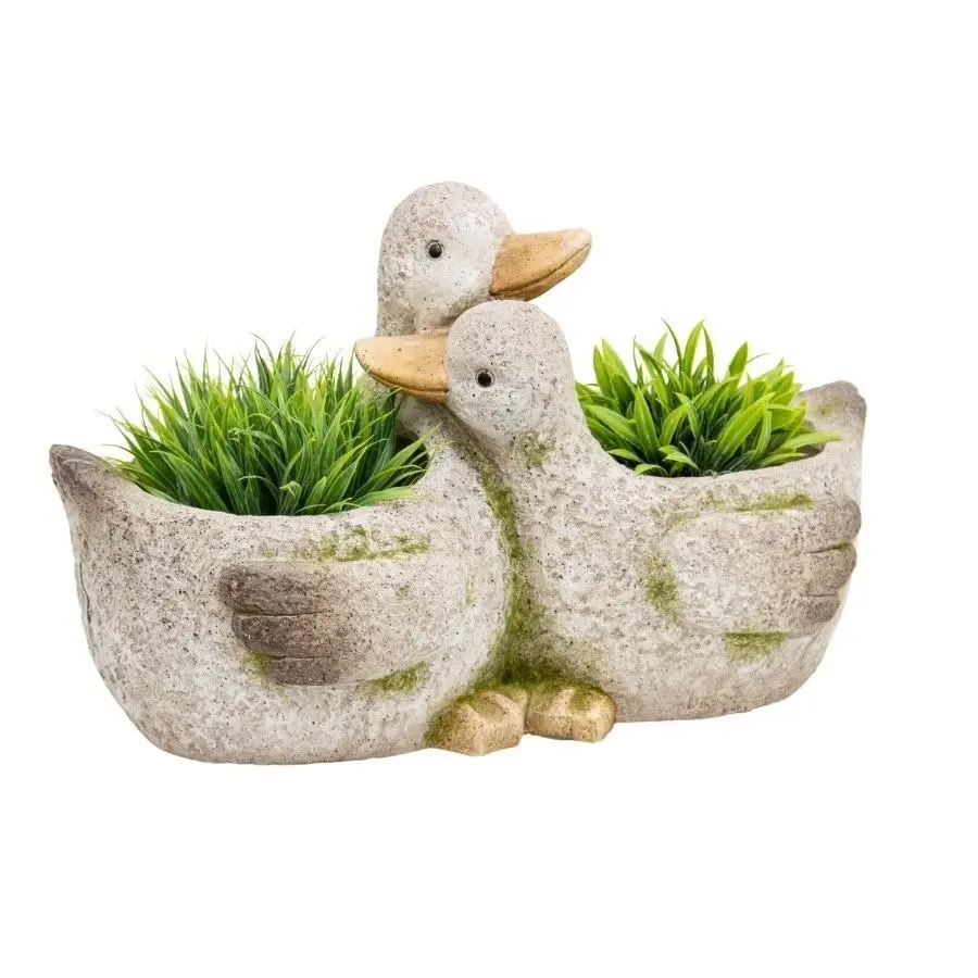 Animal Pot Cuddling Ducks Planter