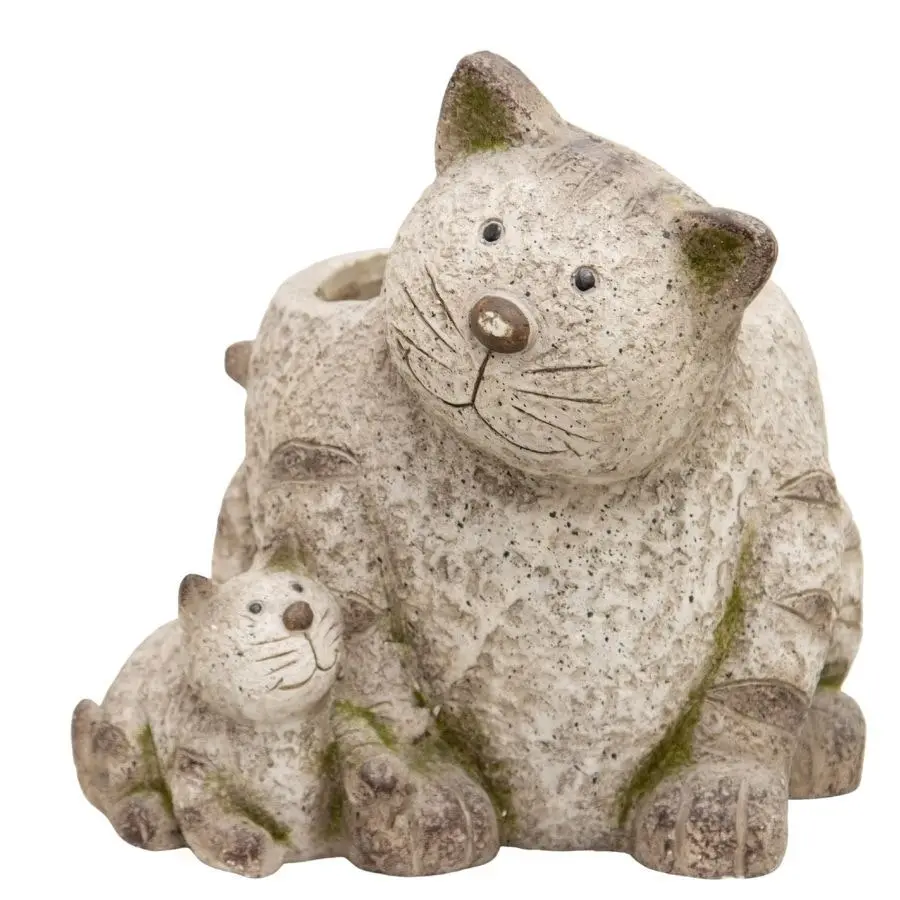 Animal Pot Cat with Kitten Planter