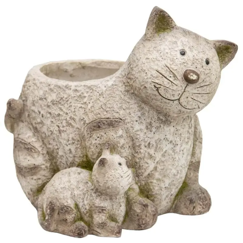 Animal Pot Cat with Kitten Planter