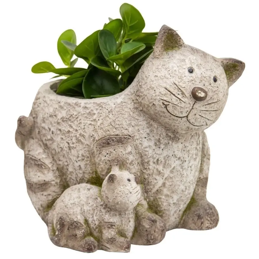 Animal Pot Cat with Kitten Planter