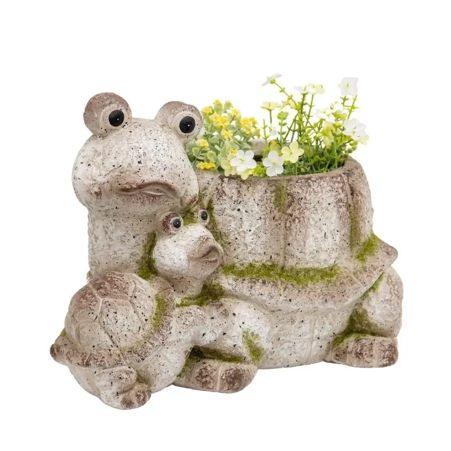 Willow & Silk Magnesium 38cm Tortoise with Baby Garden Pot/Planter