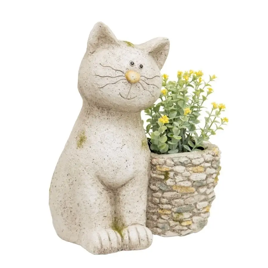 Animal Pot Cat with Stony Planter