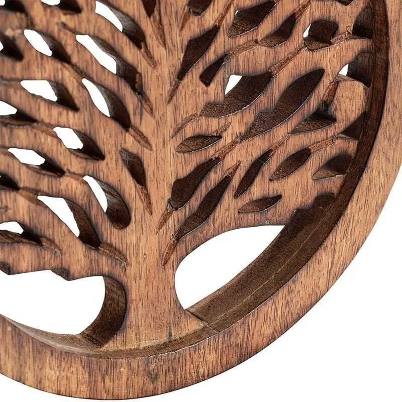 Willow & Silk Handmade Wooden 20cm Tree-of-Life Tea/Coffee Table Trivet